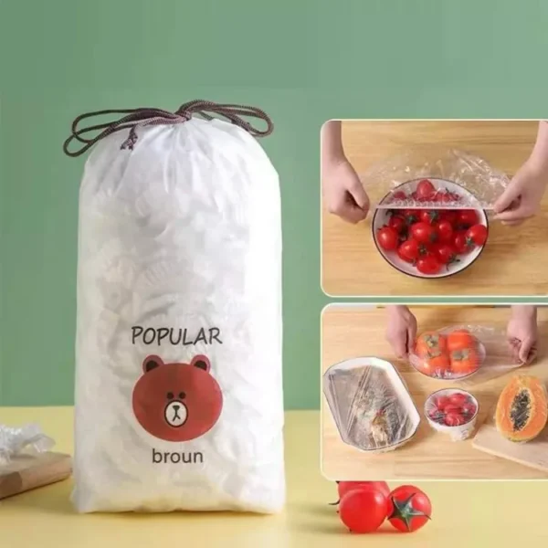 100Pcs Reusable Elastic Food Storage Covers Disposable Food Plastic Wraps Storage