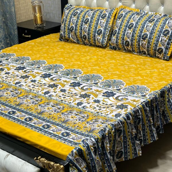 3 pc Stitched 2 Sided Frill Bedsheets