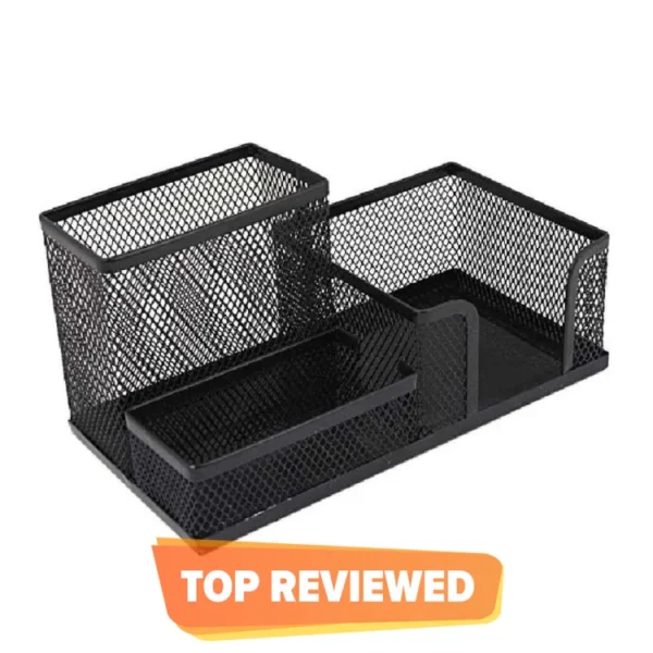 Metal Pen Stand Mesh Style Stationary Holder, Pen Stand, Desk Organizer - Black