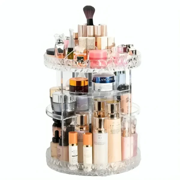 Original Good Quality 360 Degree Rotating Makeup Storage Rack Height Adjustable Cosmetics Organizer Assembly Skin Care Holder Bathroom Display Case